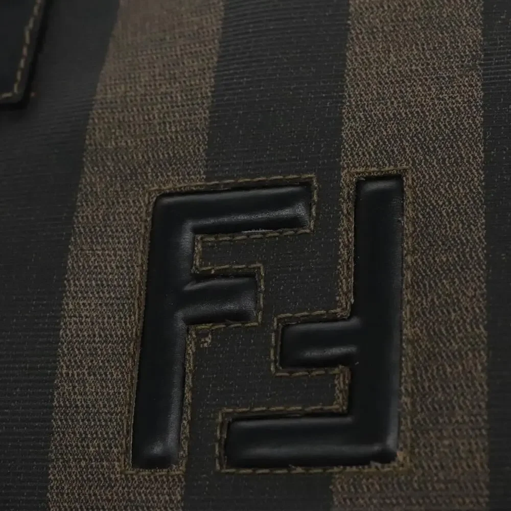 Fendi Pequin Canvas Tote Bag Brown Black